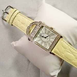 NEW Genevex Rhinestones Pastel Cream Band Watch